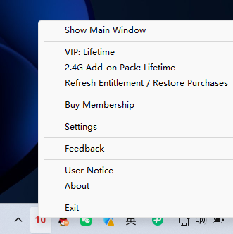 System Tray right-click actions